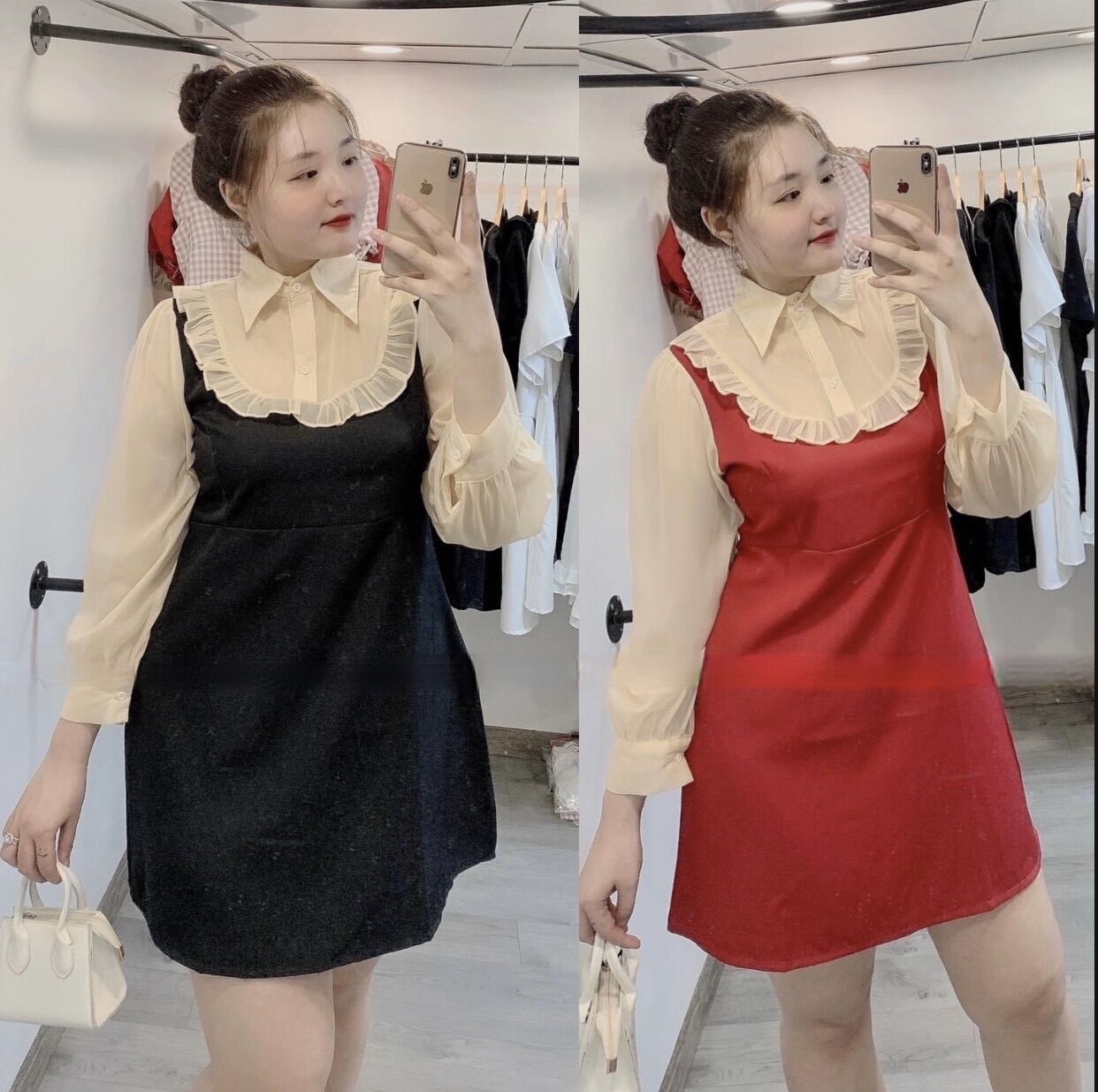 Đầm cổ sơ mi dáng A - ngắn trên gối