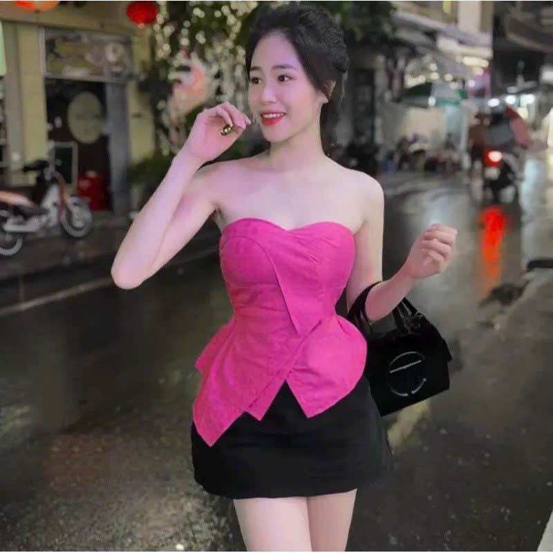 (video thật) Áo Ống Vạt Chéo Xẻ Nút có Mút