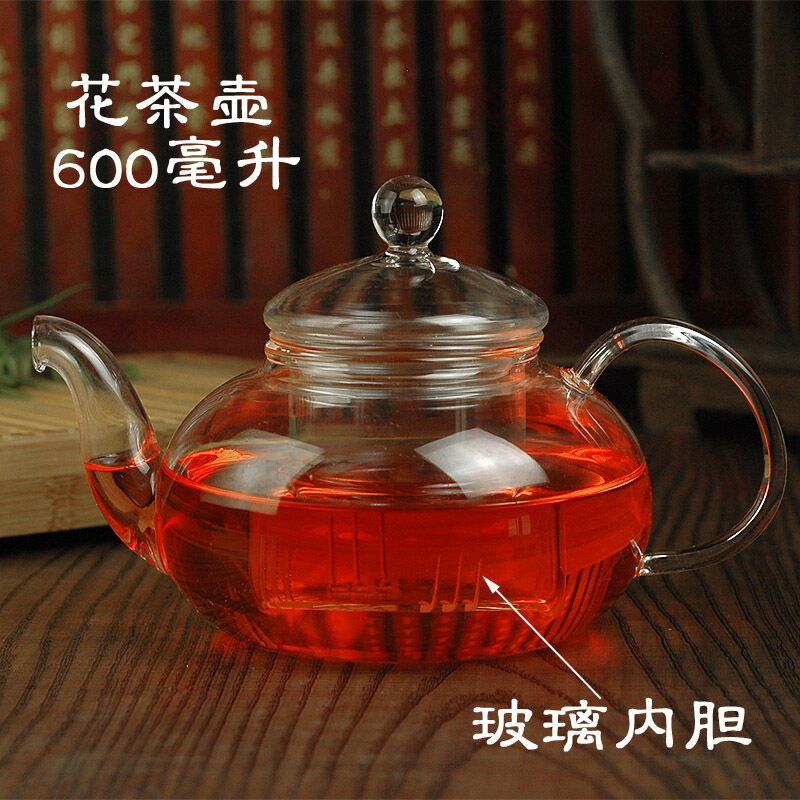 Ấm thủy tinh dụng cụ trà thủy tinh chịu nhiệt thủ công ấm trà hoa quả ấm pha trà thủy tinh dày dặn ấm trà hoa quá mức