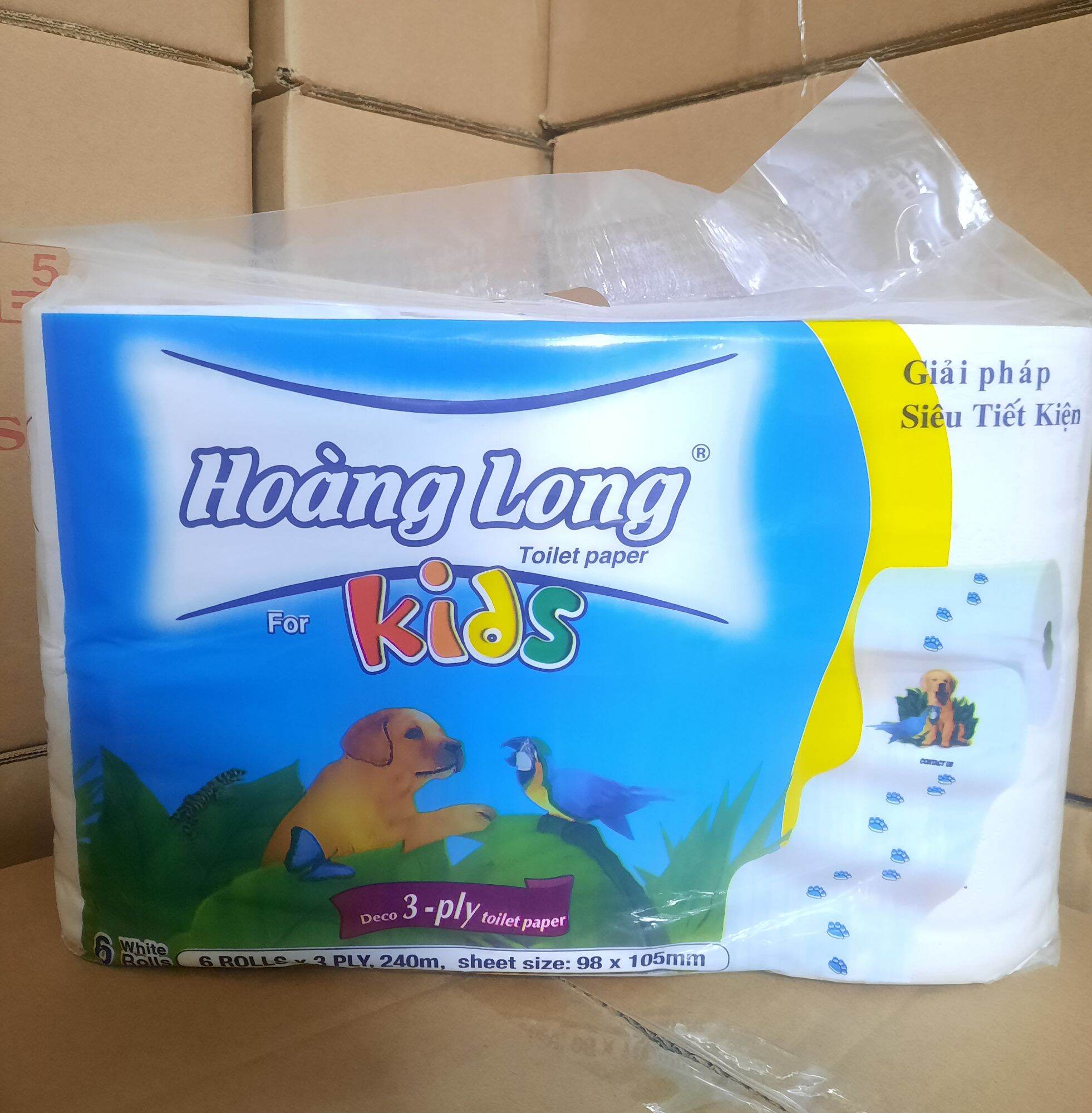 Lốc 6 Cuộn Giấy Hoàng Long Không Lõi