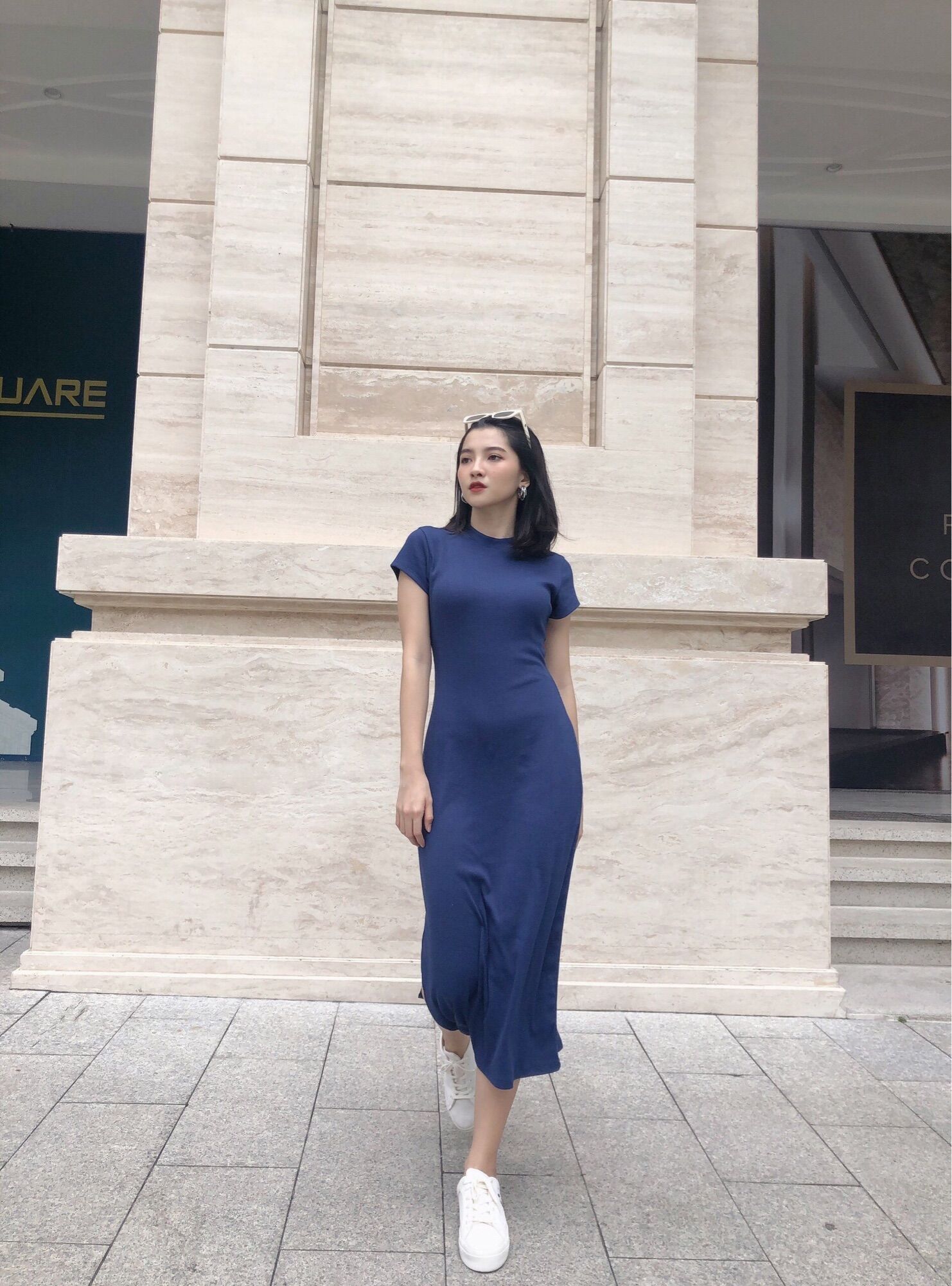 AfterBefore | Đầm thun gân cotton nhiều màu