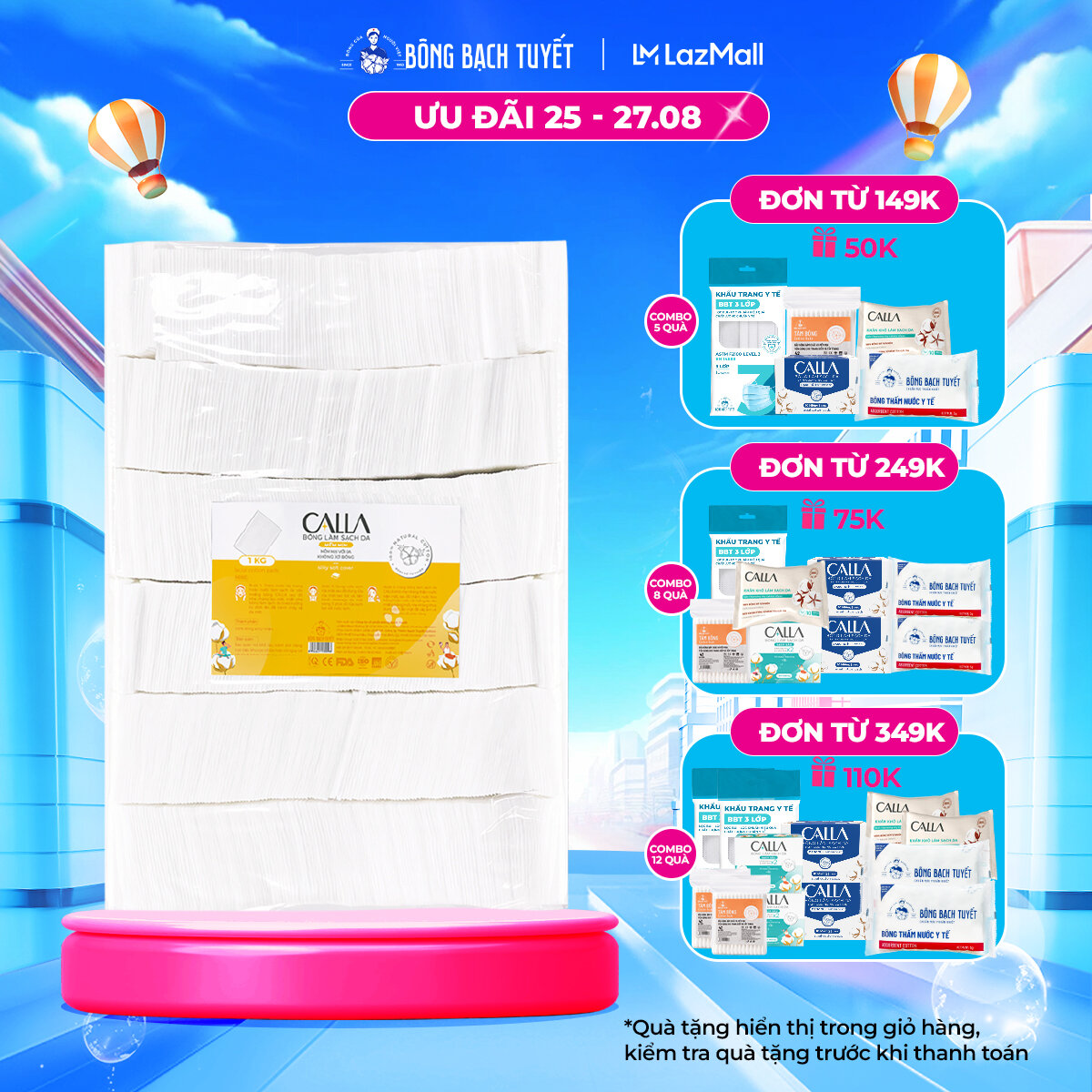 Bông tẩy trang làm sạch da Bông Bạch Tuyết Calla Mềm Mịn 1kg