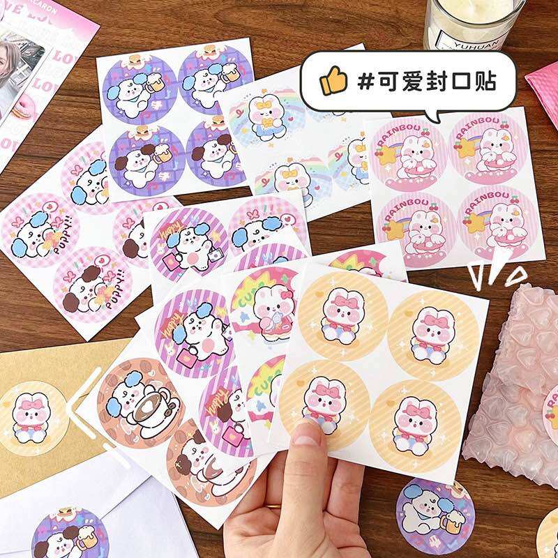 Set 10 tờ sticker mix dán niêm phong trang trí gói hàng dễ thương