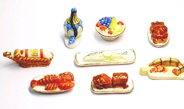 Bộ tượng sứ thức ăn thủ công tí hon cao cấp