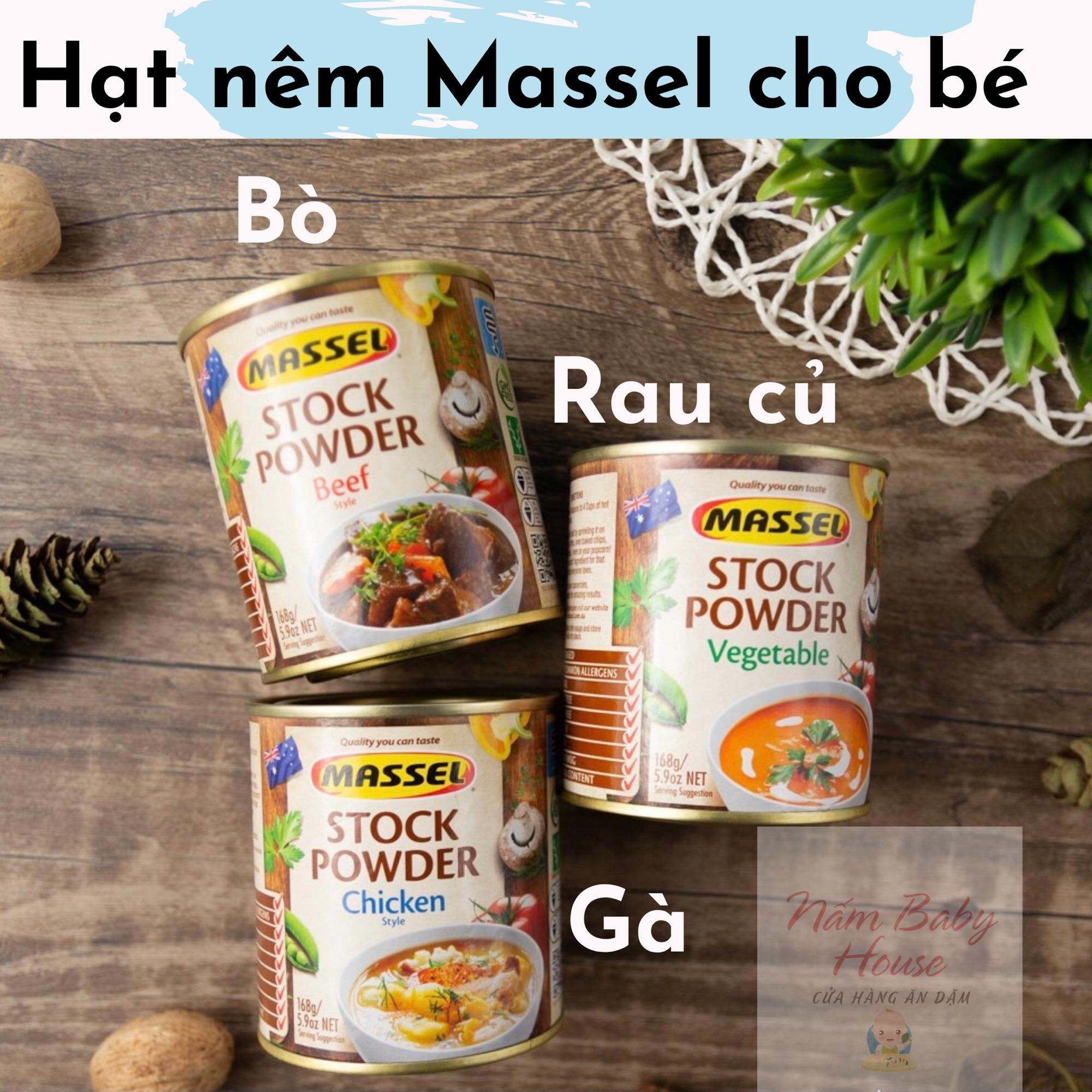 Hạt nêm rau củ, bò, gà Massel Úc cho bé ăn dặm 168g