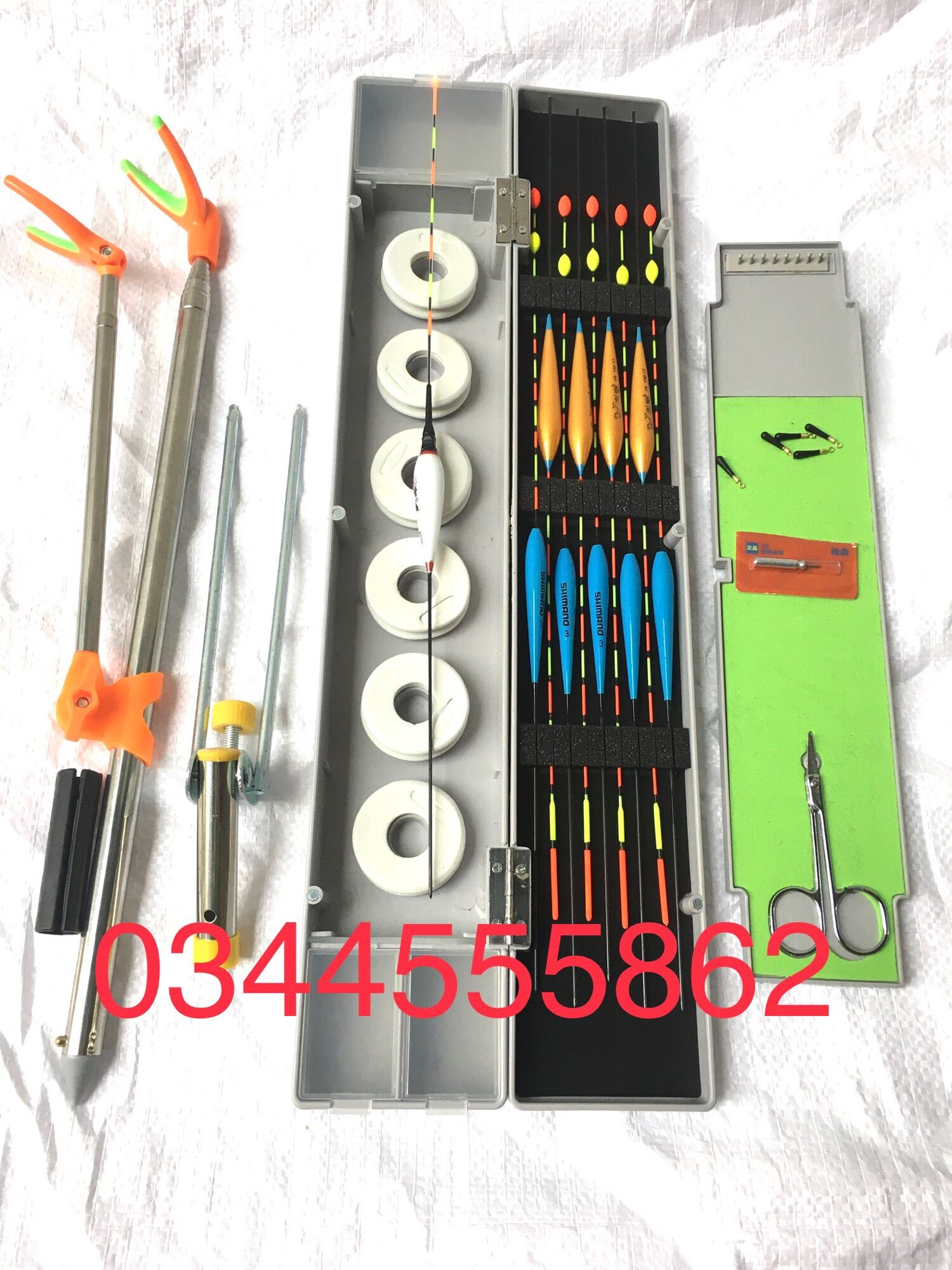 Hộp phao câu đài gồm 9 phao ngày+ 1 phao đêm+ chống cần như hình