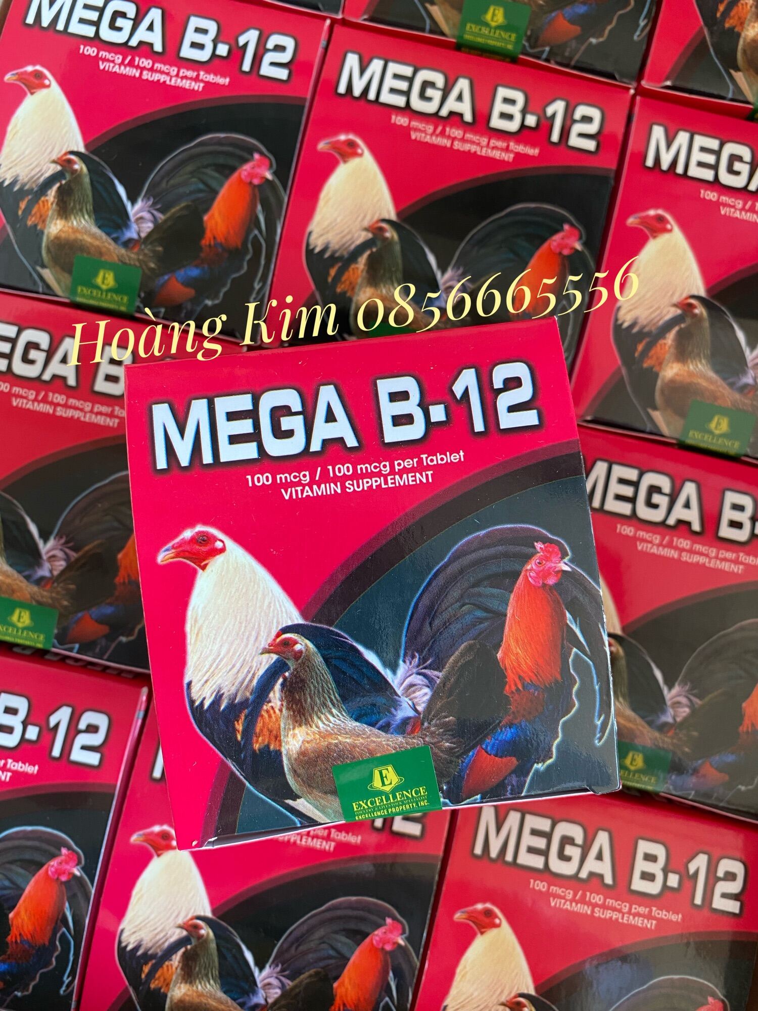 MEGA B12 Hộp 100 viên - Tăng nước máu giúp gà sung hừng mặt đỏ