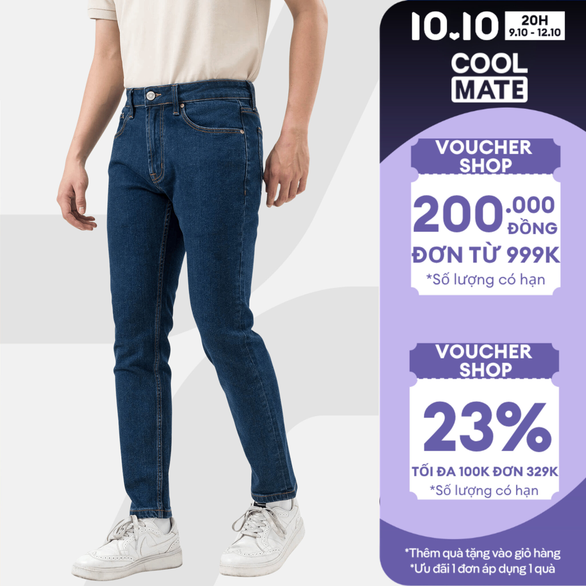 Quần Jeans Nam Basics dáng Slim fit bền bỉ, vừa vặn, tôn dáng, Quần bò mặc đi chơi, dạo phố Coolmate