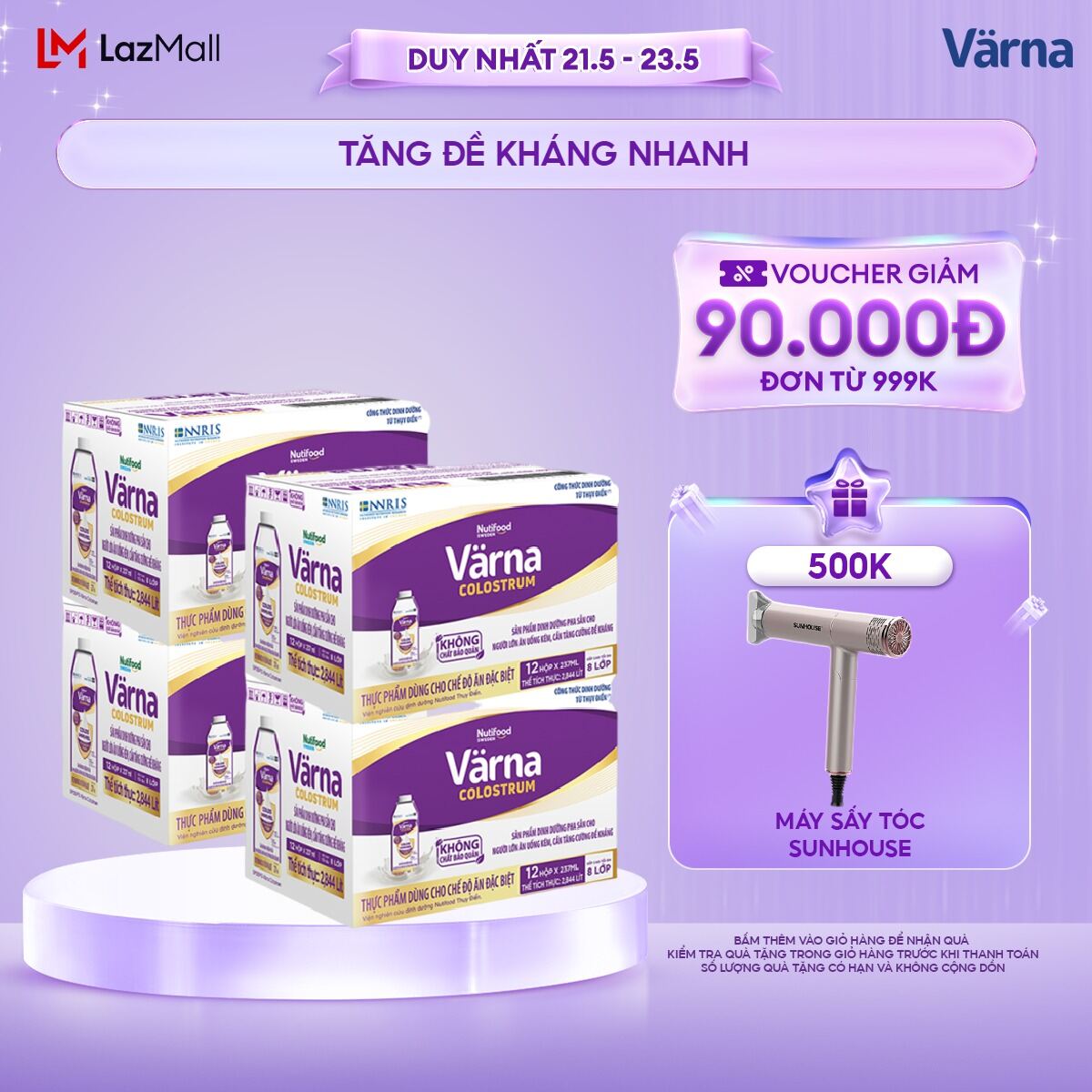 Combo 4 Thùng 12  hộp  sữa bột pha sẵn Varna Colostrum (48 hộp giấy x 237ml) - Sữa non cho người lớn