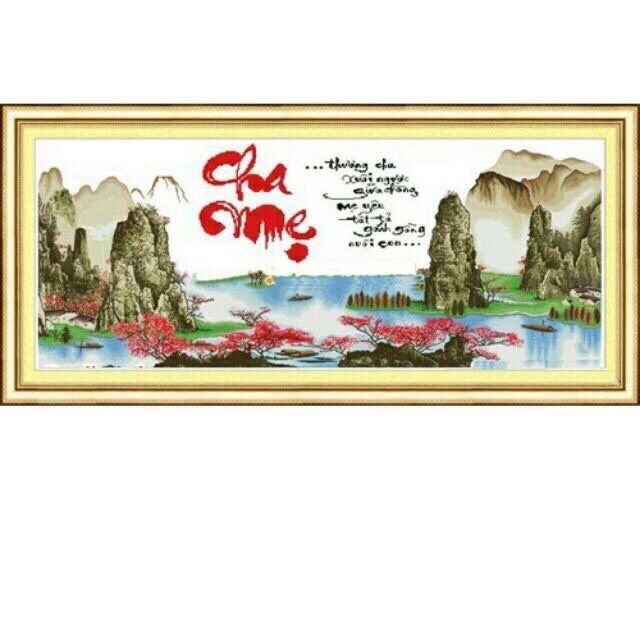 Tranh thêu chữ thập cha mẹ 222810 124x55cm chưa thêu