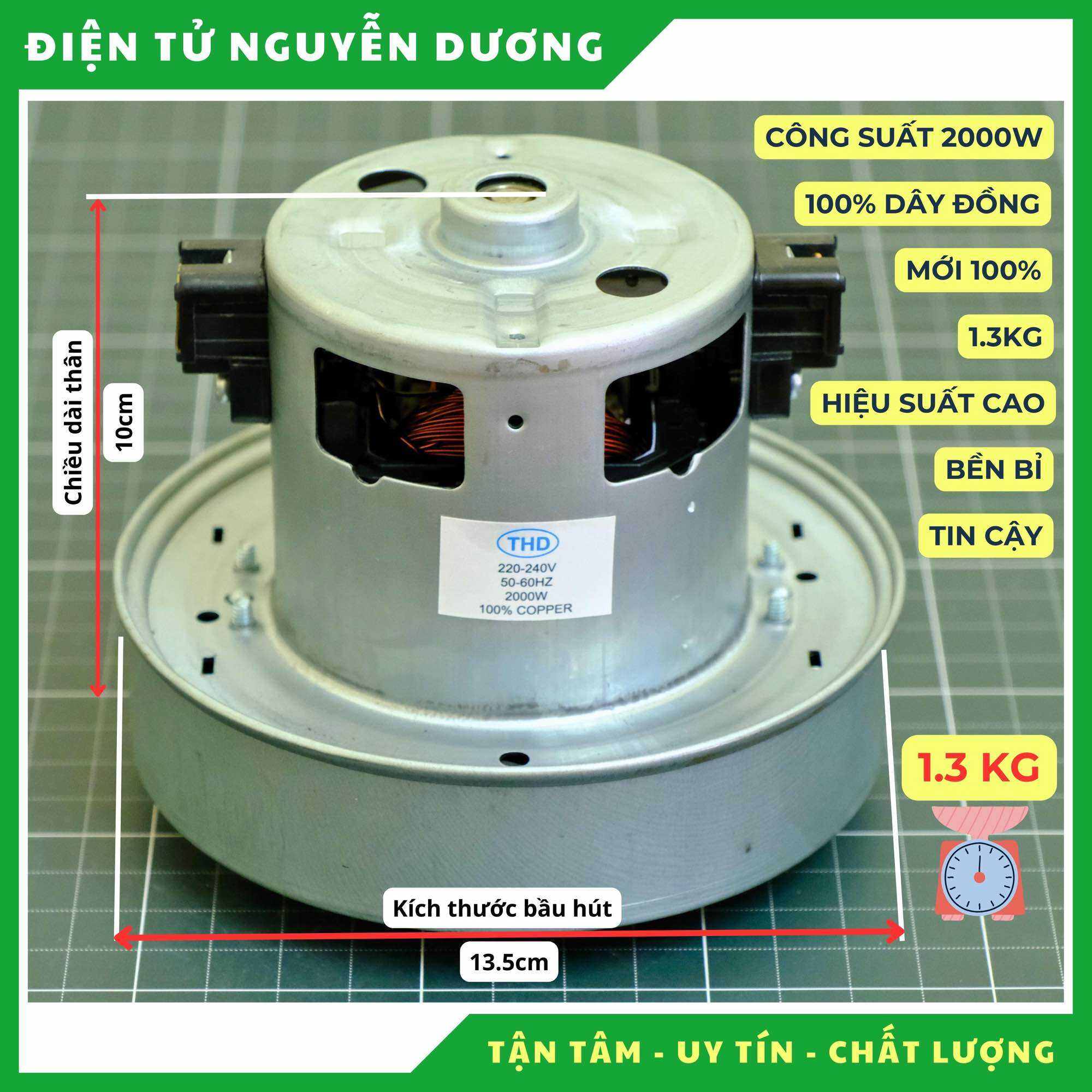 Mô tơ máy hút bụi 2000W dây đồng mới 100%