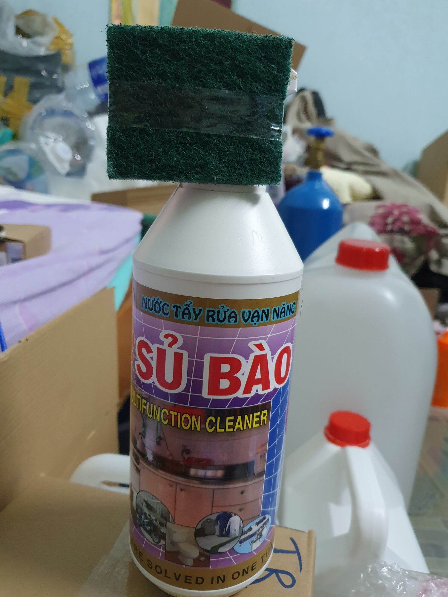 HCM,q8]Nước tẩy rửa vạn năng Sủ Bào Chai 1L (có kèm miếng chà