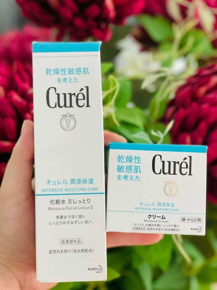 Bộ sản phẩm dưỡng da Curel Nội địa Nhật: Nước hoa hồng, sữa dưỡng, kem dưỡng cho da nhạy cảm