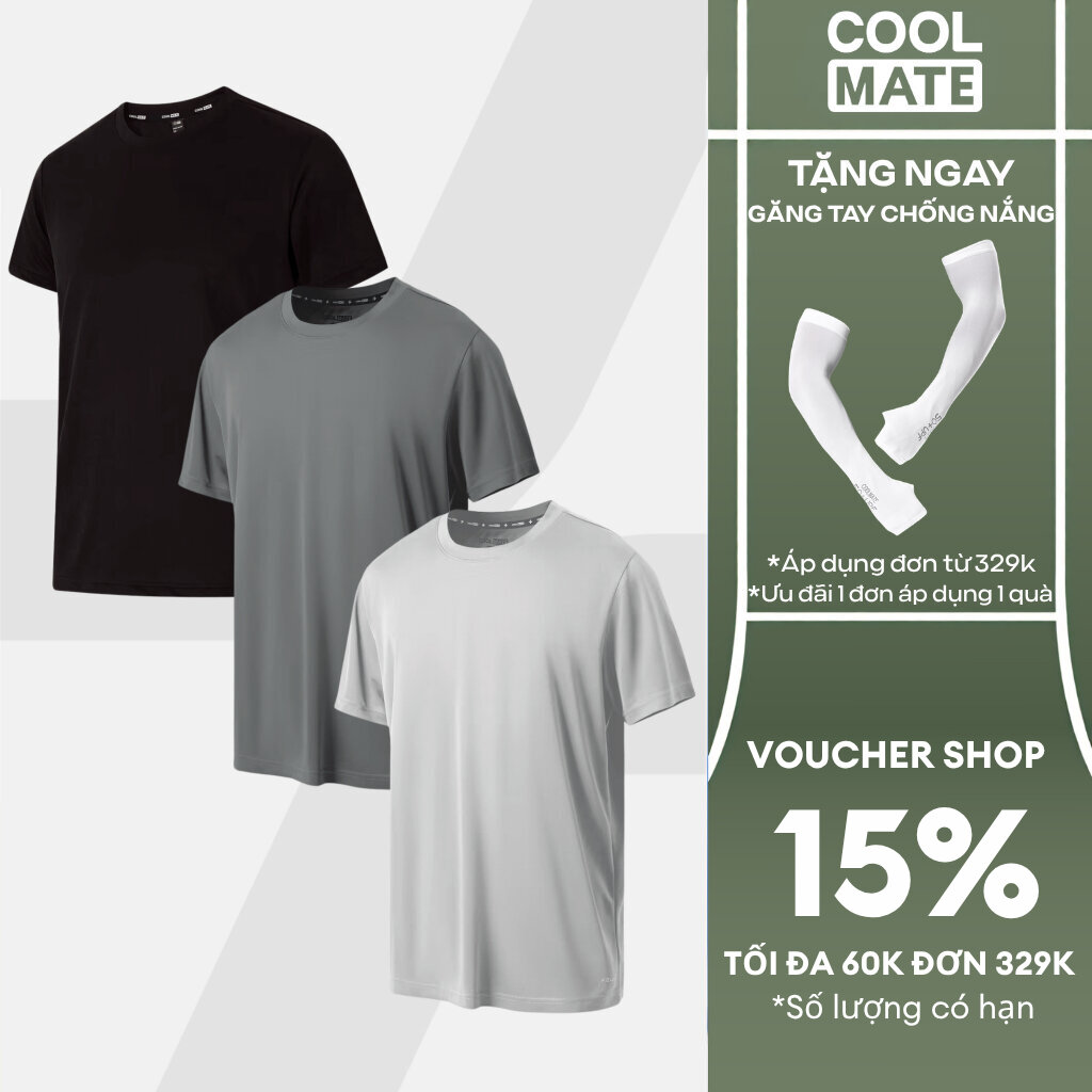 [TẶNG QUÀ ĐƠN TỪ 329K]Combo 3 Áo thun nam thể thao tập Gym, Tennis, Pickleball Coolmate Basics thoải mái, thấm hút, nhanh khô