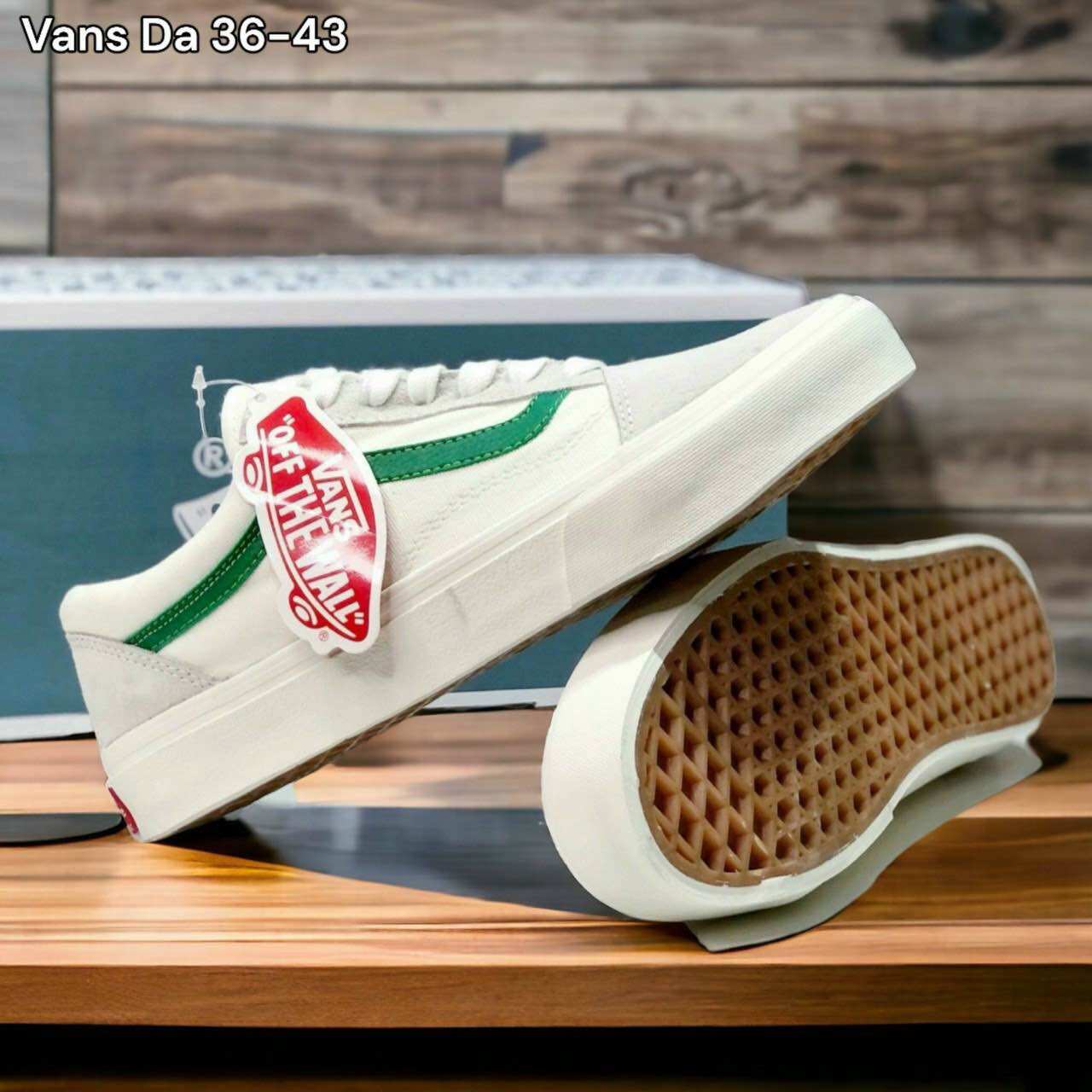 Giày thể thao vans sọc xanh lá- giống hình 100%, giày nam nữ