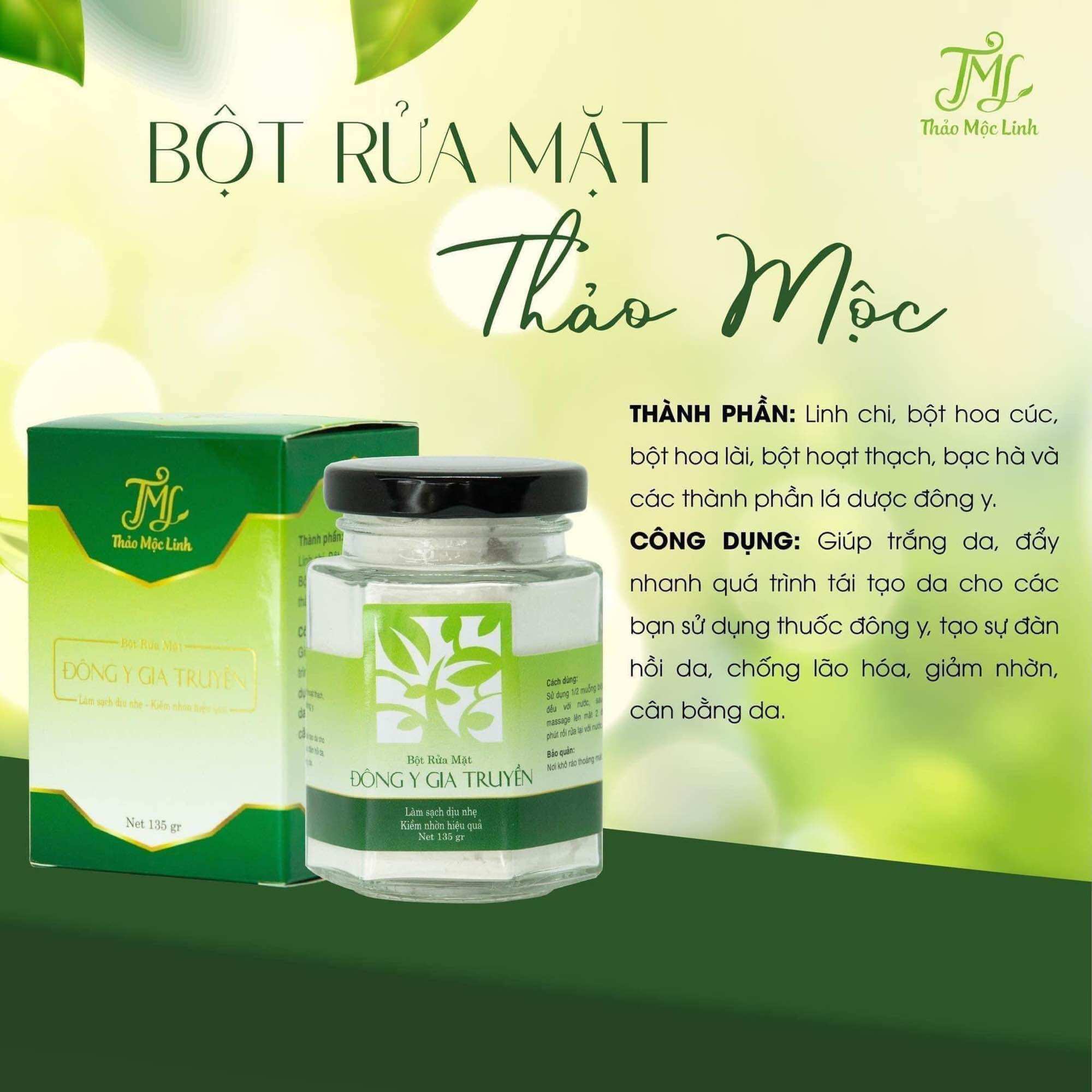 Bột rửa mặt thảo mộc linh 135g trắng da kiểm soát dầu dành cho làn da dầu