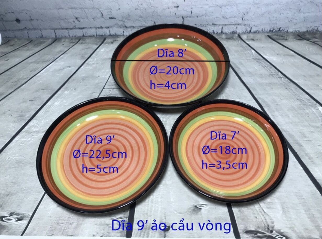 Dĩa sứ 7 màu 18cm