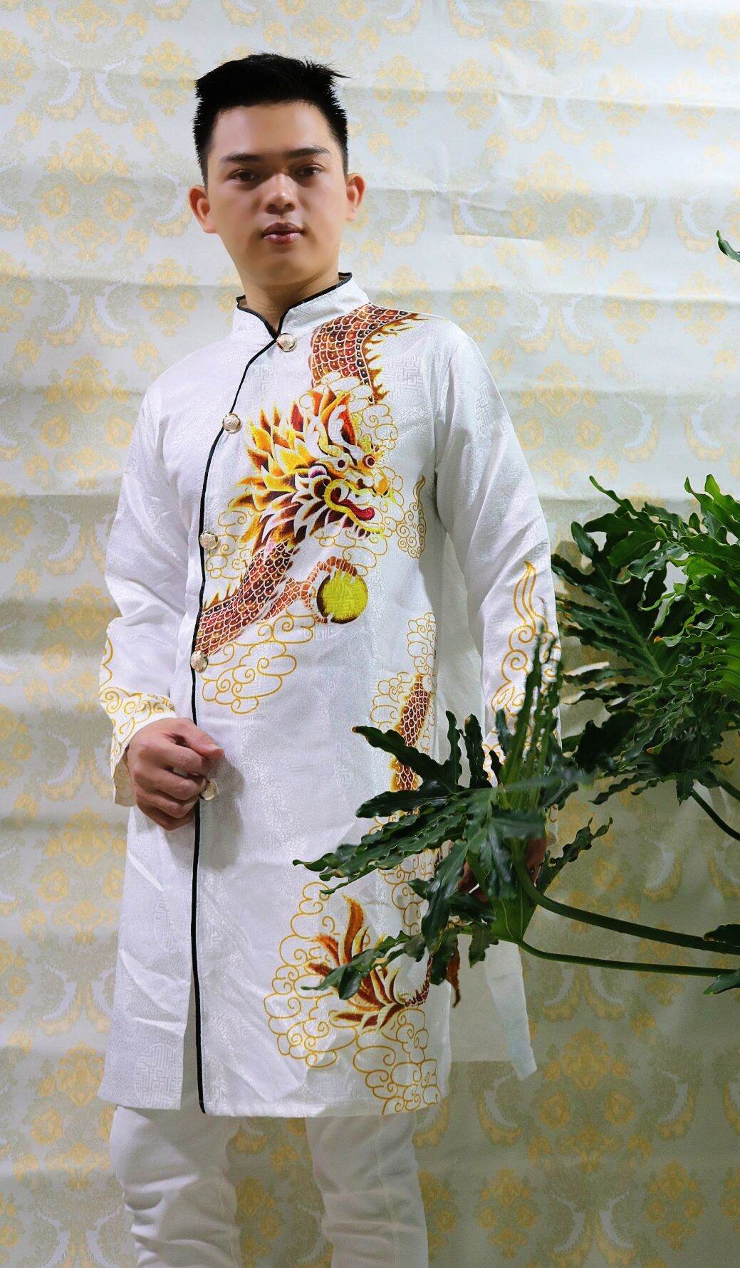 áo dài cách tân nam vải gấm
