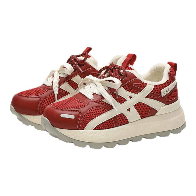 Daphne | Red Plush Thick Heel Women's Dad Shoes Giá  1,941,000 Đồng*Miễn phí vận chuyển