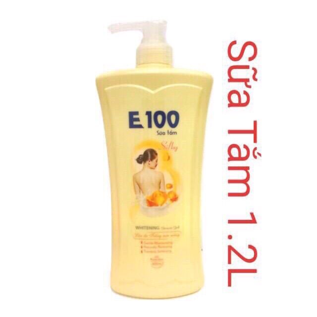 "chai lớn" sữa tắm e100 silky chai 1,2ml