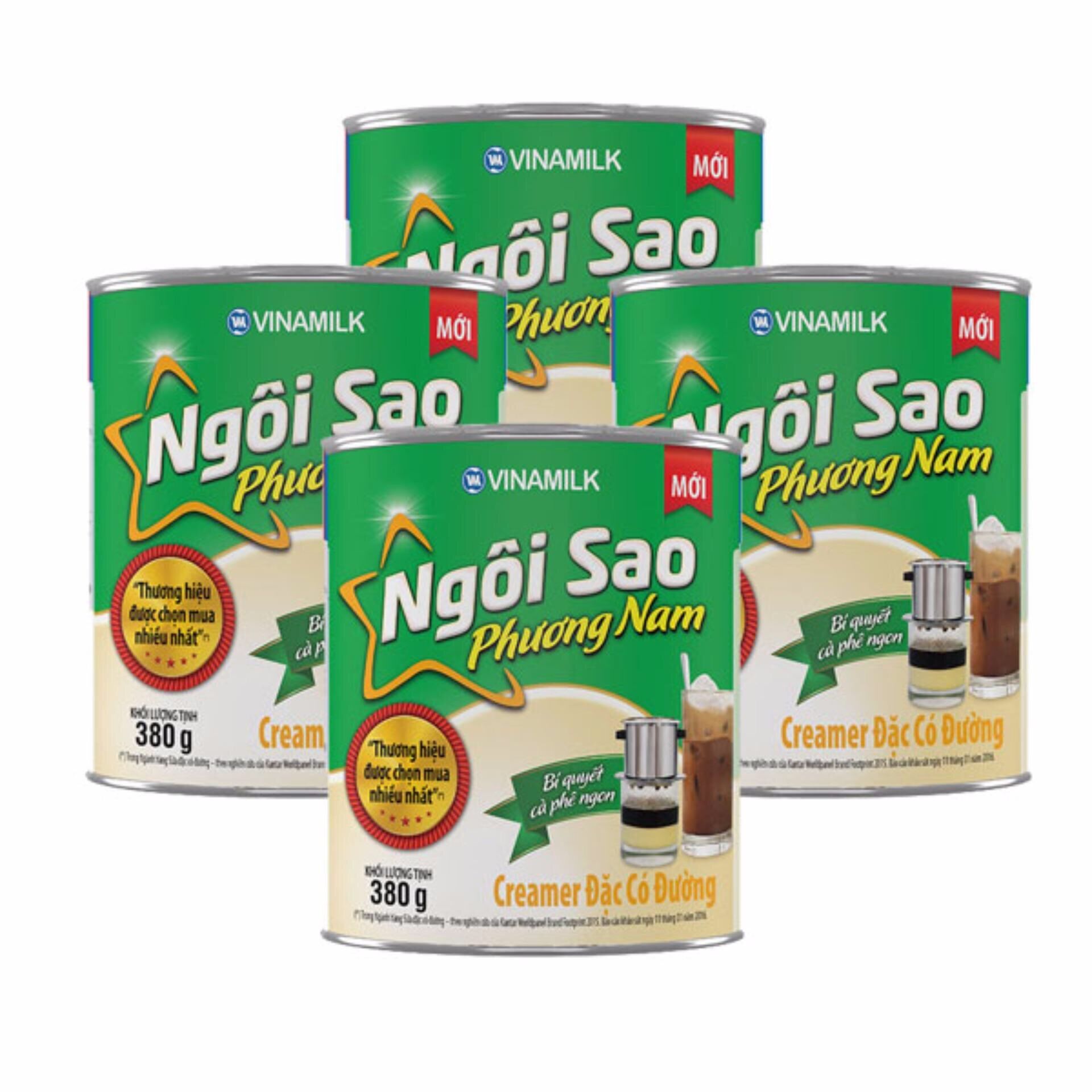 Combo 4 hộp Sữa đặc Ngôi sao Phương Nam xanh lá - Hộp thiếc 380g