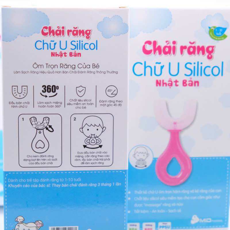 Bàn chải đánh răng chữ U | Midkid cho bé từ 2 tuổi, chải xoay 180 độ, massage răng, chất liệu mềm mại, an toàn