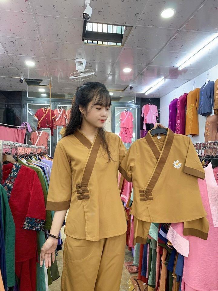 Đồ đi chùa nữ_Mẫu kate 3 nút