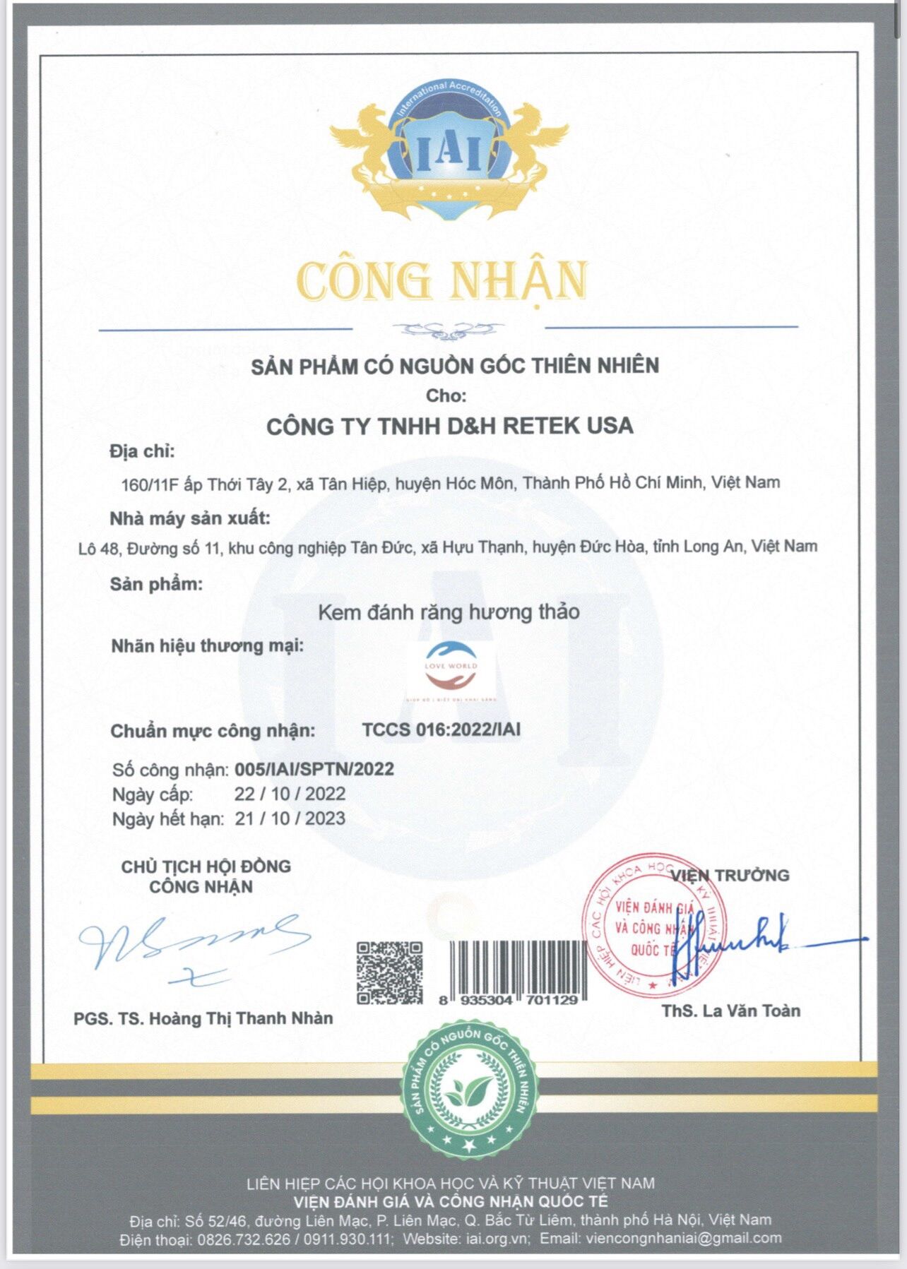 Kem đánh răng love world