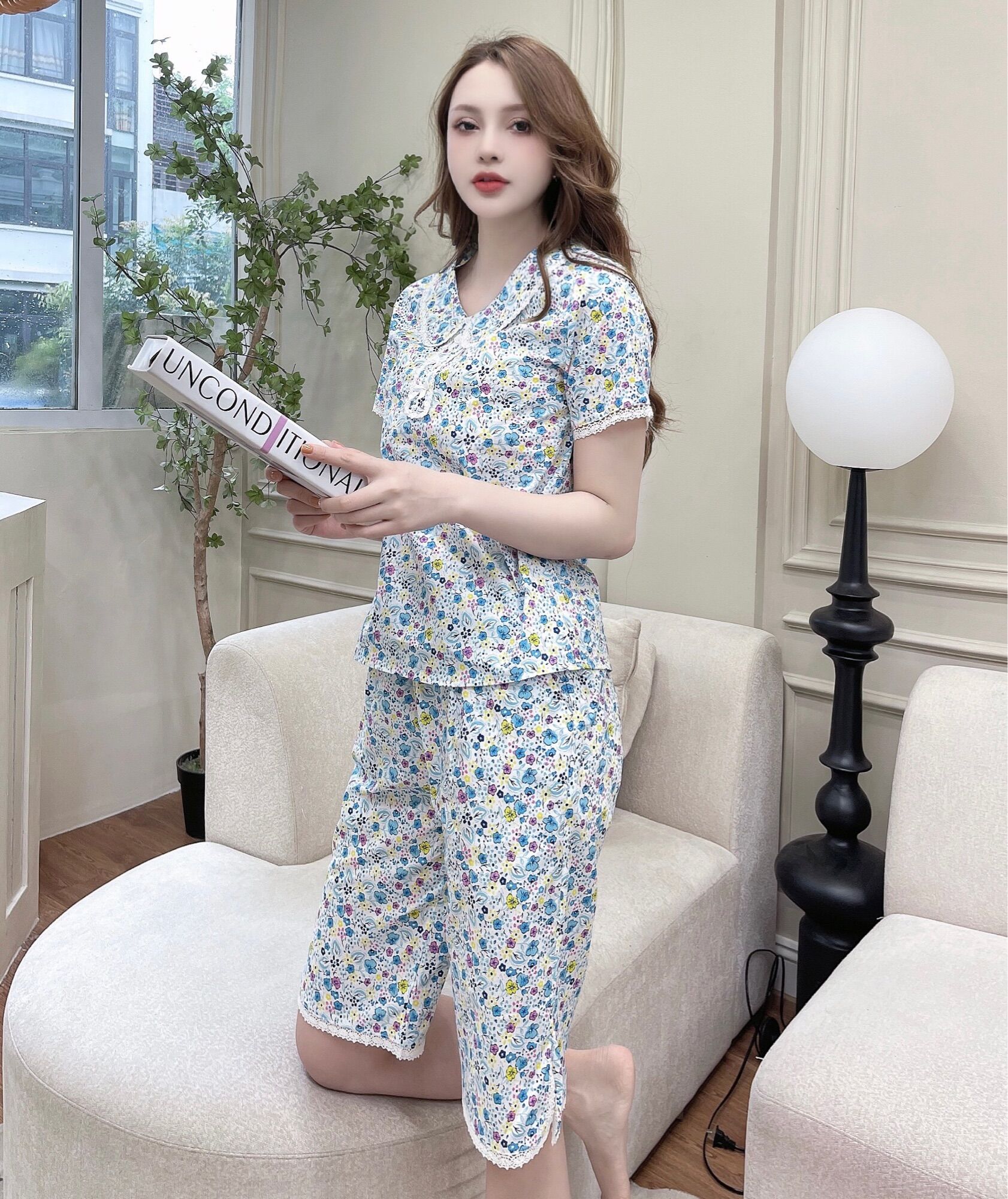 Đồ bộ 3 màu vải kate mẫu lửng