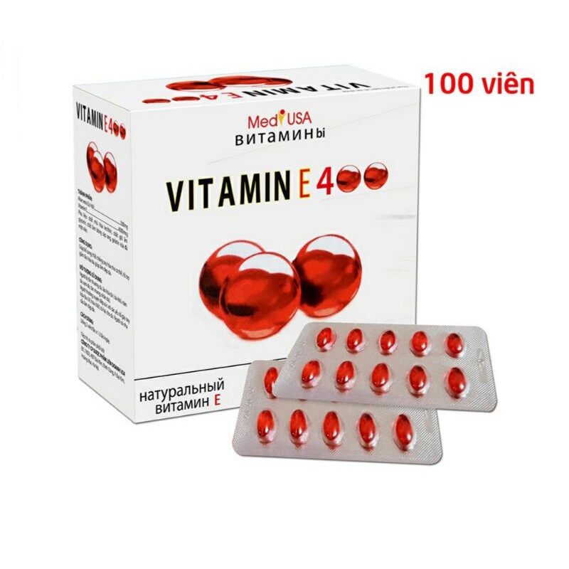 Viên uống sáng da vitamin e đỏ _ vitamin e400 _ bitamin e 400iu hộp 100 viên giúp trắng da sáng da