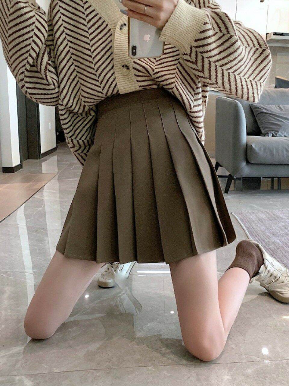 (Big size) chân váy xếp ly C053 có quần trong big size