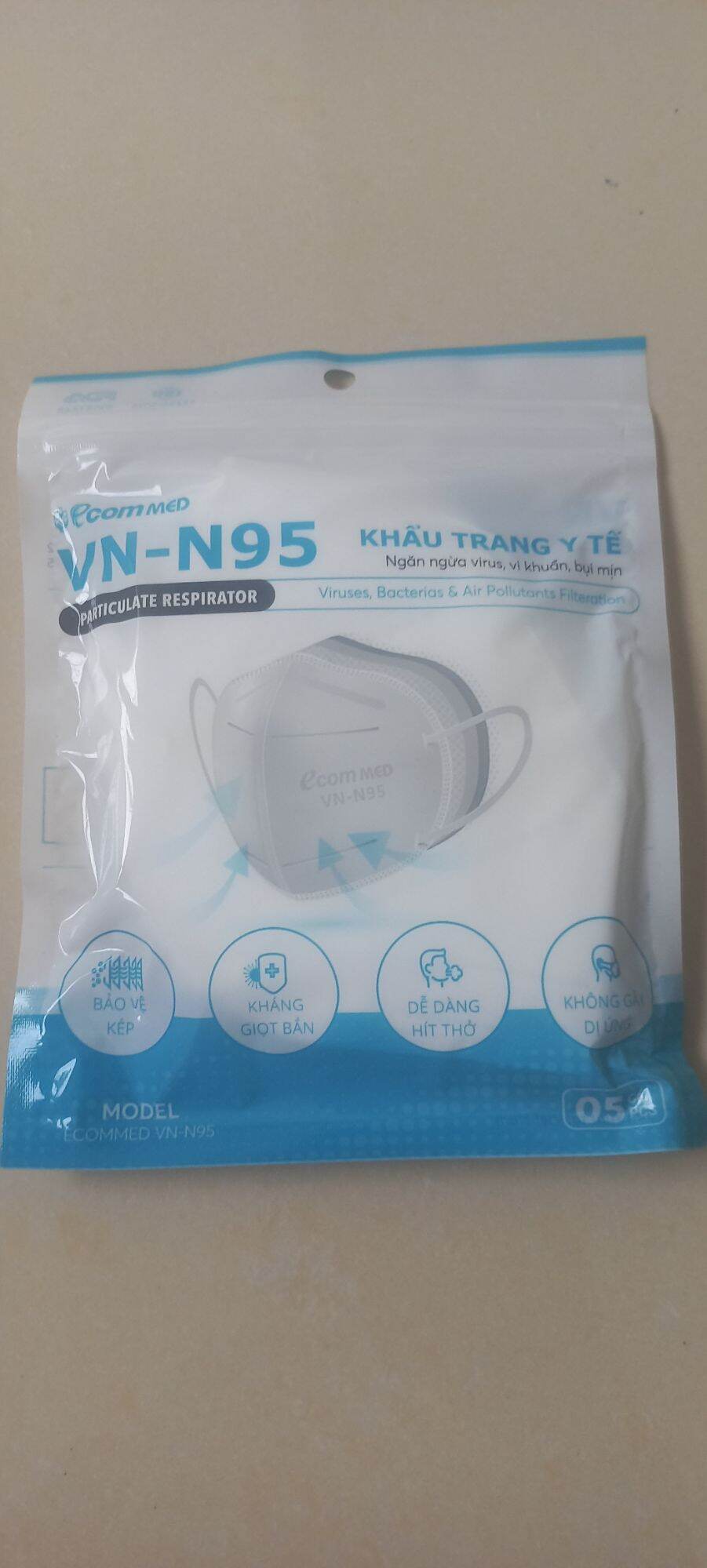 COMBO 5 BỊCH ( 50 CÁI) KHẨU TRANG Y TẾ N95 ECOMMED VN95