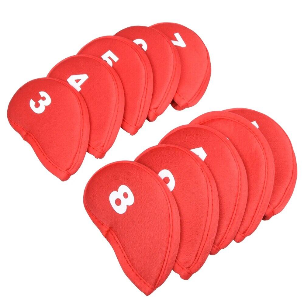 10 cái/bộ đầu sắt golf có bảo vệ câu lạc bộ bảo vệ màu đen/đỏ/xanh dương cho câu lạc bộ golf sắt golf phụ kiện