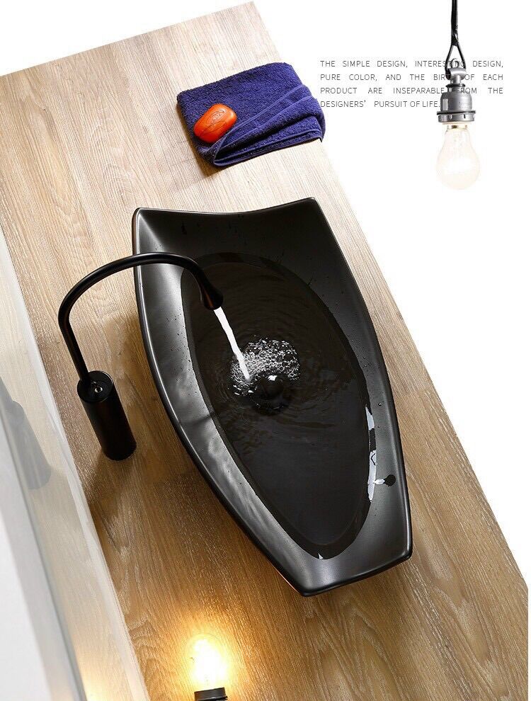 Lavabo để bàn nghệ thuật ( màu đen, kt 60x35)