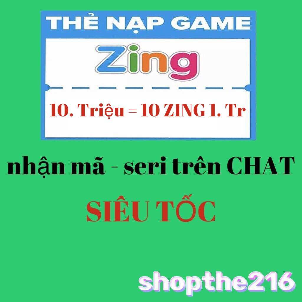 Mã thẻ ZING 1. Triệu - thời gian xử lý dưới 5 phút