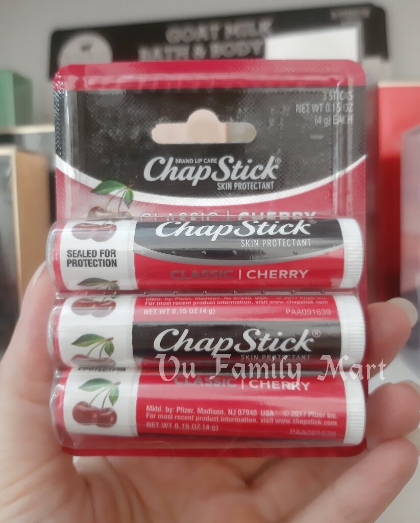 Son dưỡng chapstick strawberry - cherry - tách lẻ - set 3 cây - hàng mỹ