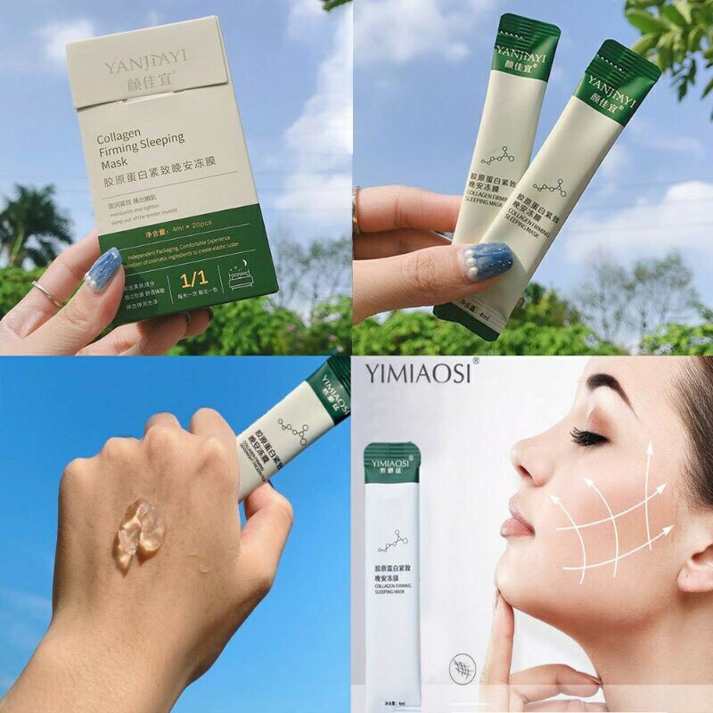 [Hcm]Hộp 20 Gói Mặt Nạ Ngủ Thạch Nâng Cơ Collagen Chống Chảy Xệ Dưỡng Da Mụn Cấp Ẩm Thải Độc Yanjiayi