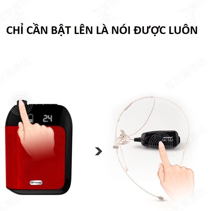 Bộ máy trợ giảng Aporo T9 2.4G mic hạt gạo cài 2 bên tai cao cấp