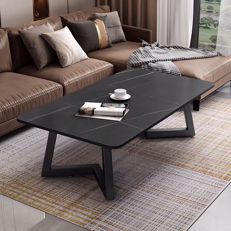 Bàn trà mặt đá ceramic chân sắt sơn tĩnh điện