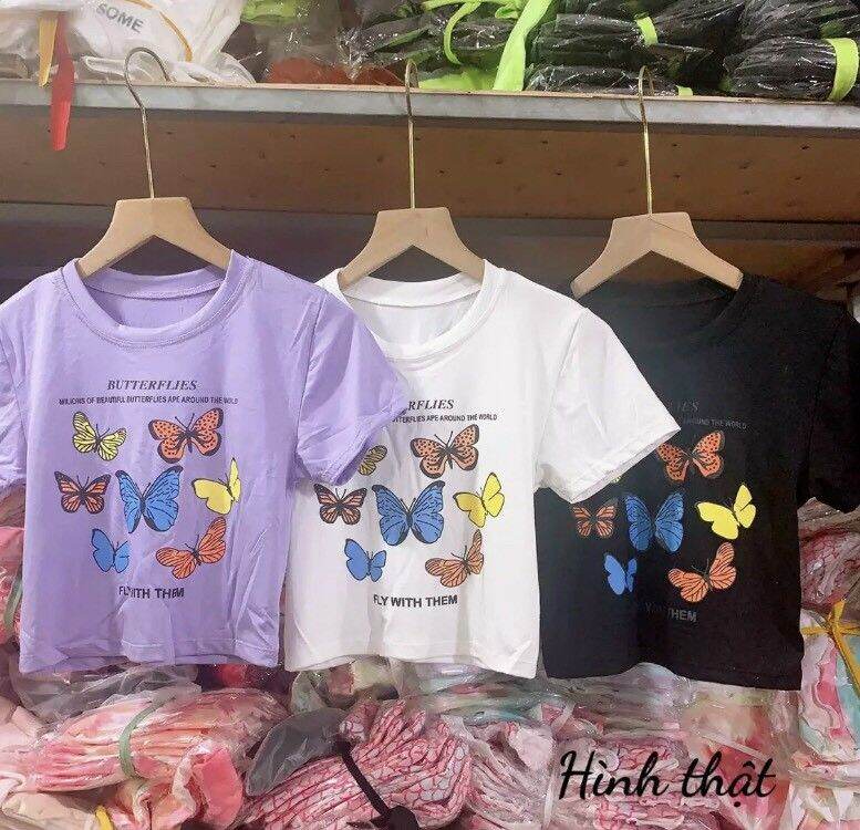 [HCM]Áo croptop con bướm xuân