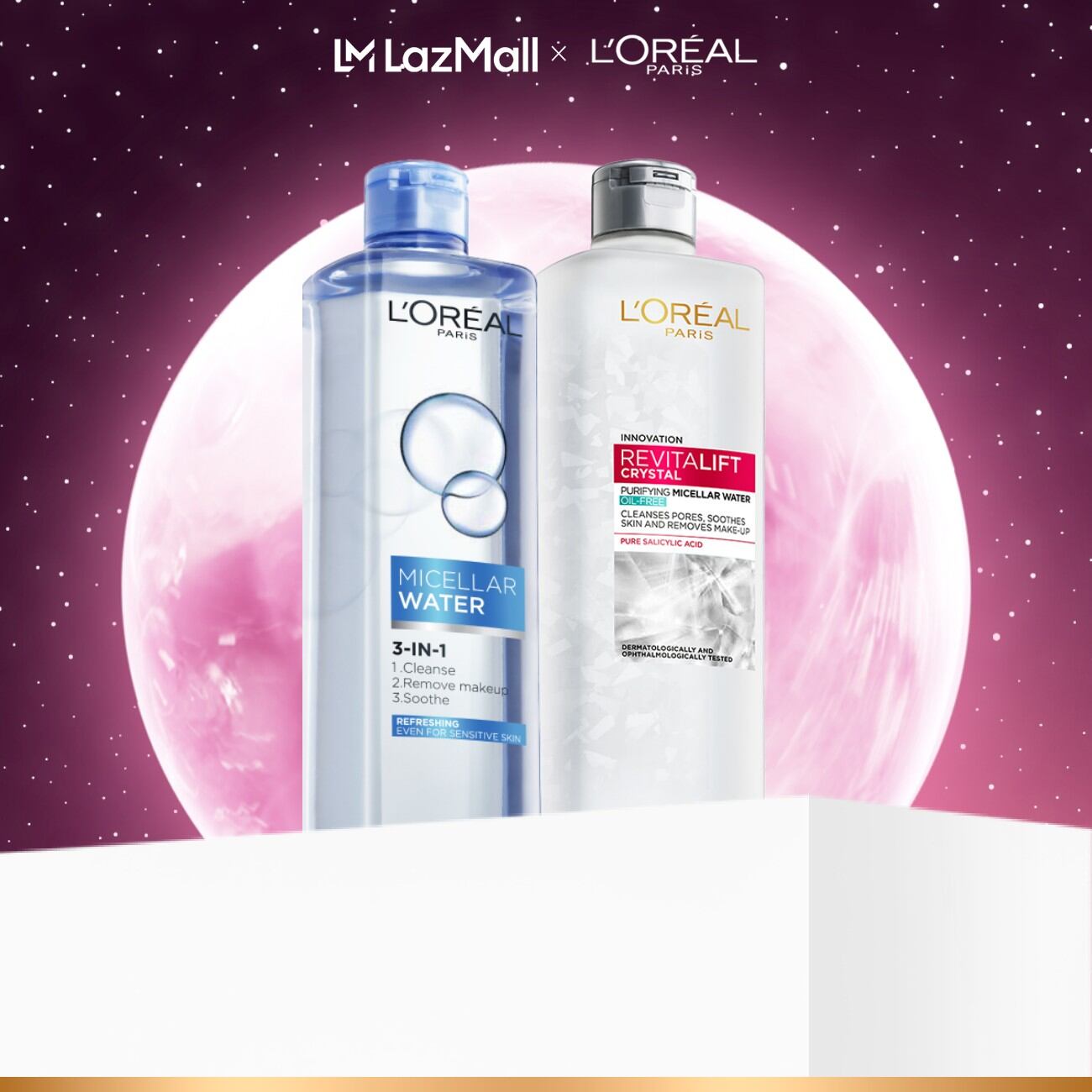 Bộ 2 nước tẩy trang tươi mát và kiềm dầu Micellar Water L'Oreal Paris