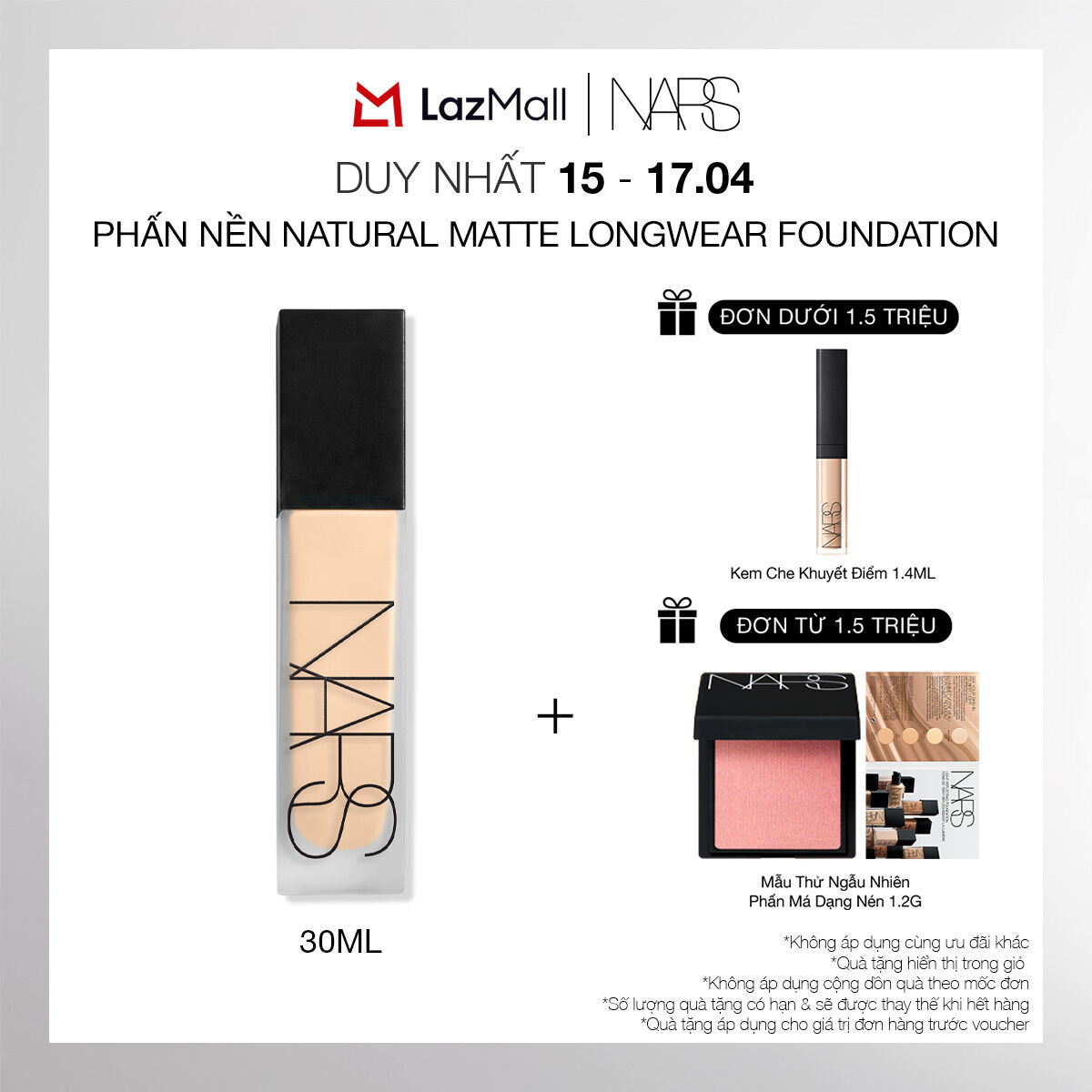 Sản phẩm trang điểm nền dạng kem NARS Natural Matte Longwear Foundation 30ml