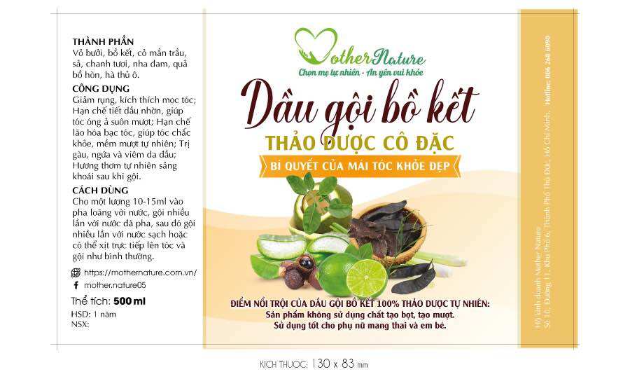 Dầu gội bồ kết thảo dược Mother Nature
