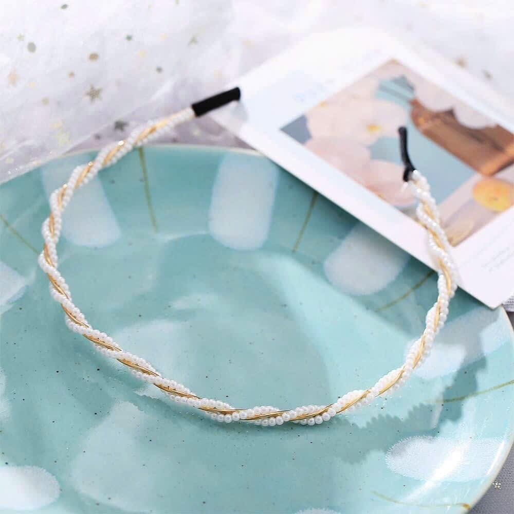 Cài tóc ngọc trai kiểu xoắn tiểu thư Hàn Quốc