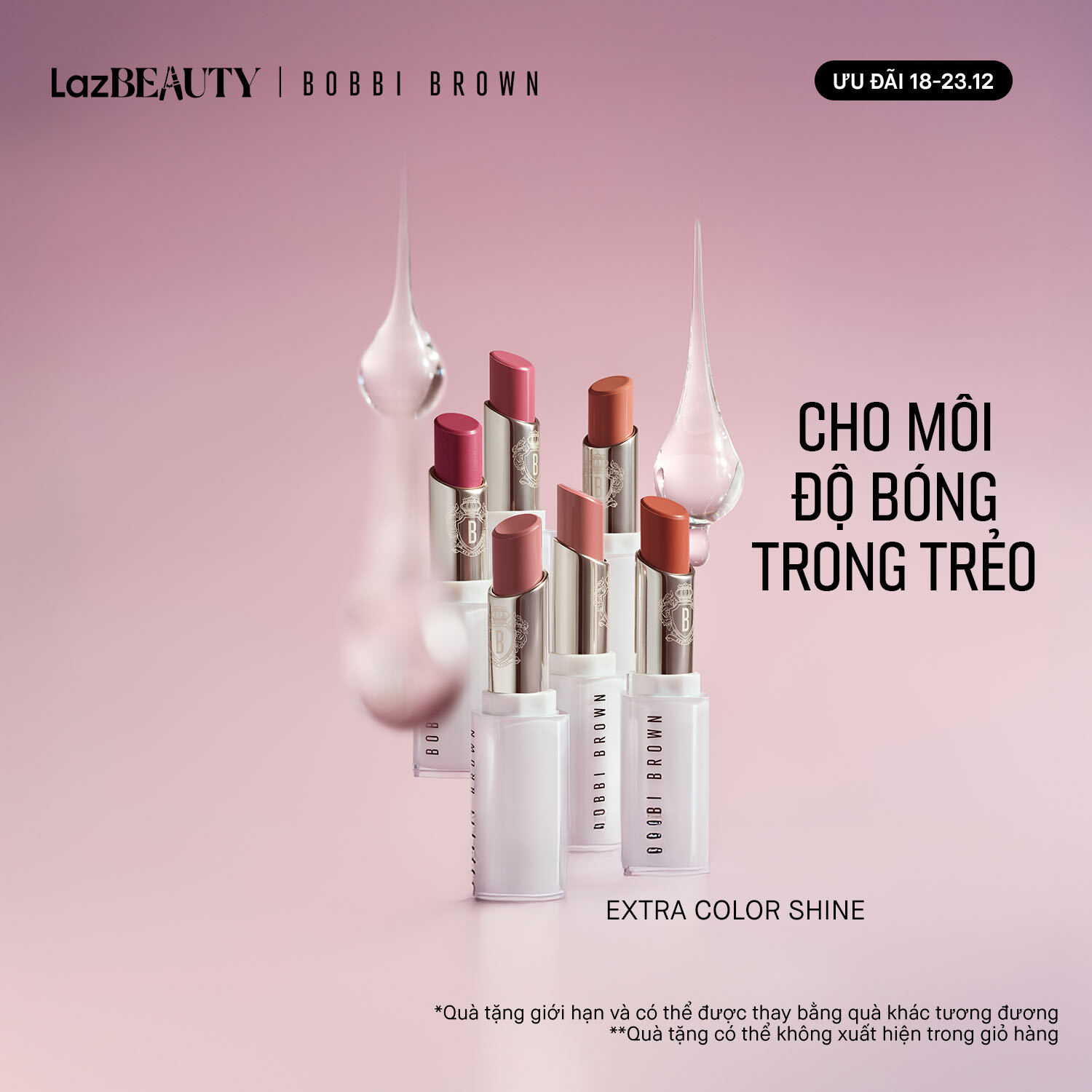   ƯU ĐÃI 18-23.12  Bobbi Brown Extra Color Shine | Son bóng với chuẩn sắc dưỡng ẩm cao giúp môi căng đầy quyến rũ 