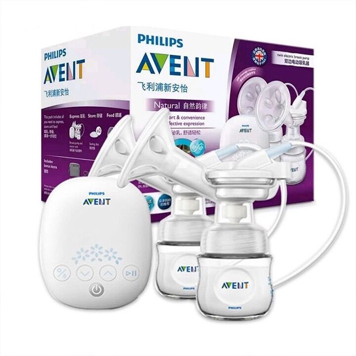 Máy hút sữa điện đôi hoa tuyết và máy hâm Philips Avent