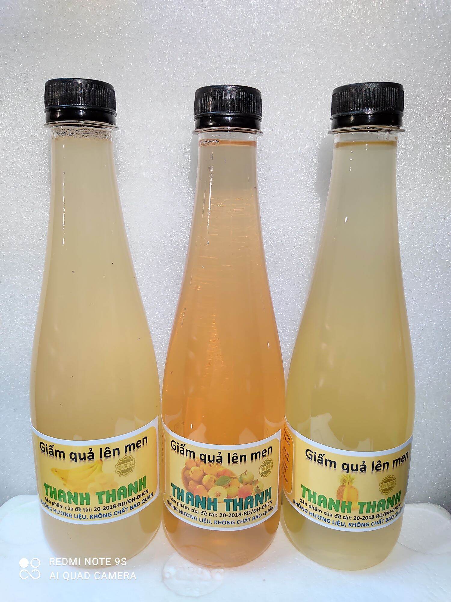 Giấm quả lên men Thanh Thanh, combo 3 chai dứa, chuối, táo mèo 500ml
