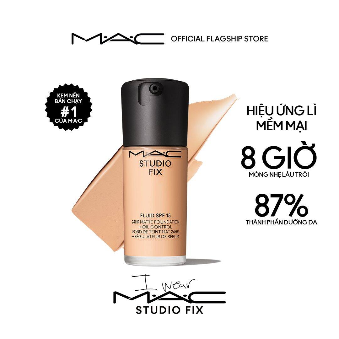 Kem nền mịn lì MAC Studio Fix Fluid SPF 15 30ML | Kết cấu dạng lỏng, kiềm dầu và bền màu suốt 24H 