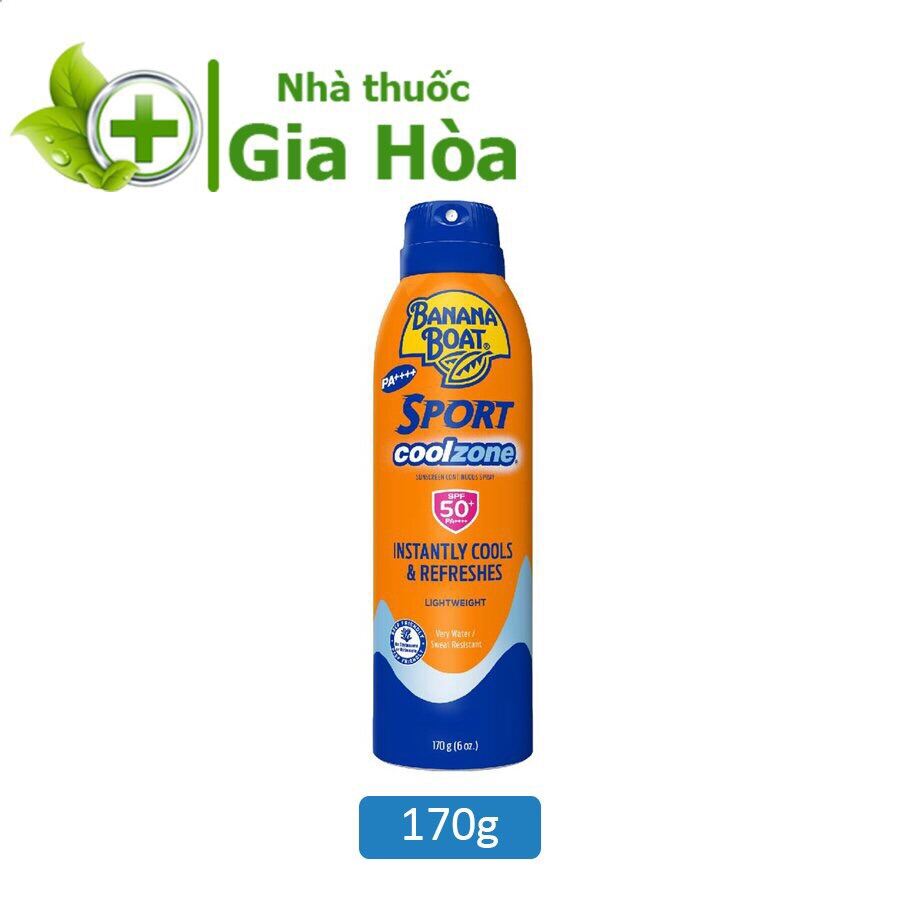 Xịt chống nắng BANANA BOAT Sport Coolzone Suncreen Continuos Spray SPF 50+, PA++++ Instantly Cools & Refreshes 170g