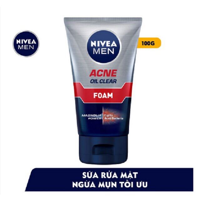 Sửa rửa mặt NIVEA men acne FOAM  giúp giảm mụn , không lo khô căng , bảo vệ da khô, mang lại cảm giác sản khoái , mùi hương nam tính , cuốn hút , không bắt nắng , ngừa mụn hiệu quả cho nam giới